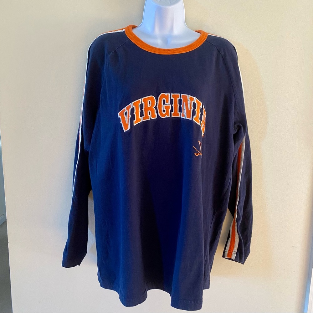 Team Starter UVA University of Virginia Long Sleeve L Large T-shirt Blue Orange
